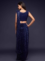 Deep Indigo Pure Georgette Saree